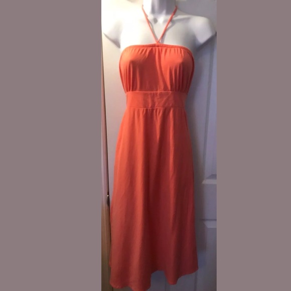 THEORY Coral Halter Dress Swimsuit Cover Up Pink Orange Lightweight Knit Beach - Picture 8 of 8